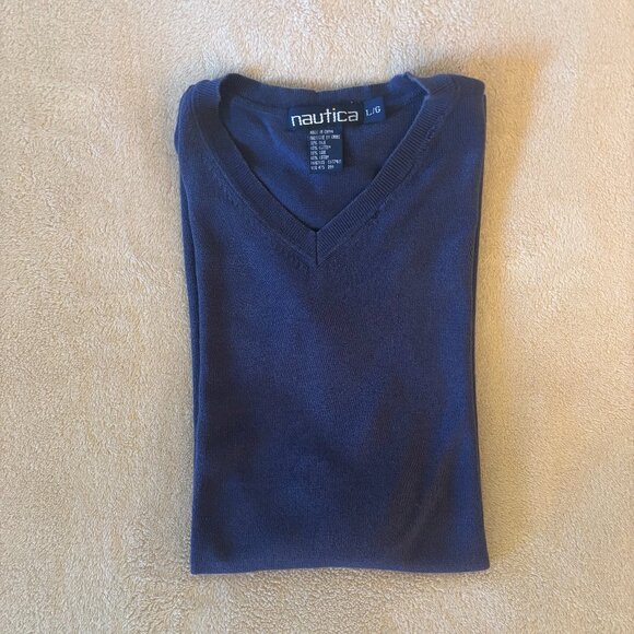 NAUTICA Men's Sweater Vest Size L in color Dark Blue - Picture 1 of 3